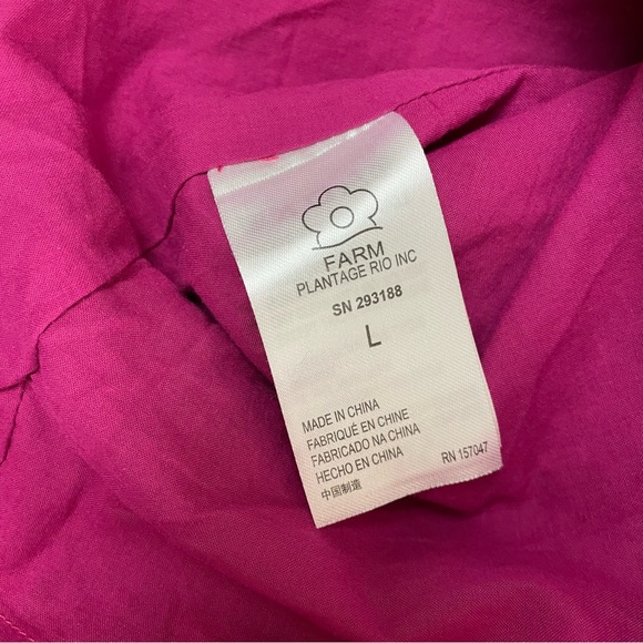 FARM Rio Pink Wild Bananas Ruffle Midi Dress Large NWOT - Picture 11 of 14